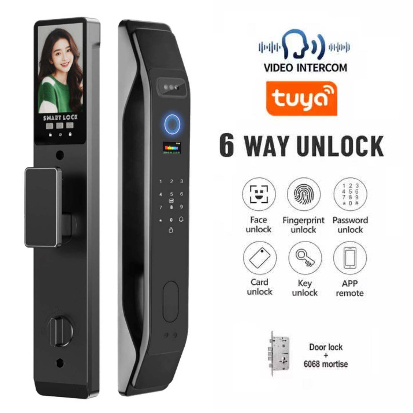 Tuya Smart Door Lock Fingerprint Password 3D Face Smart Lock
