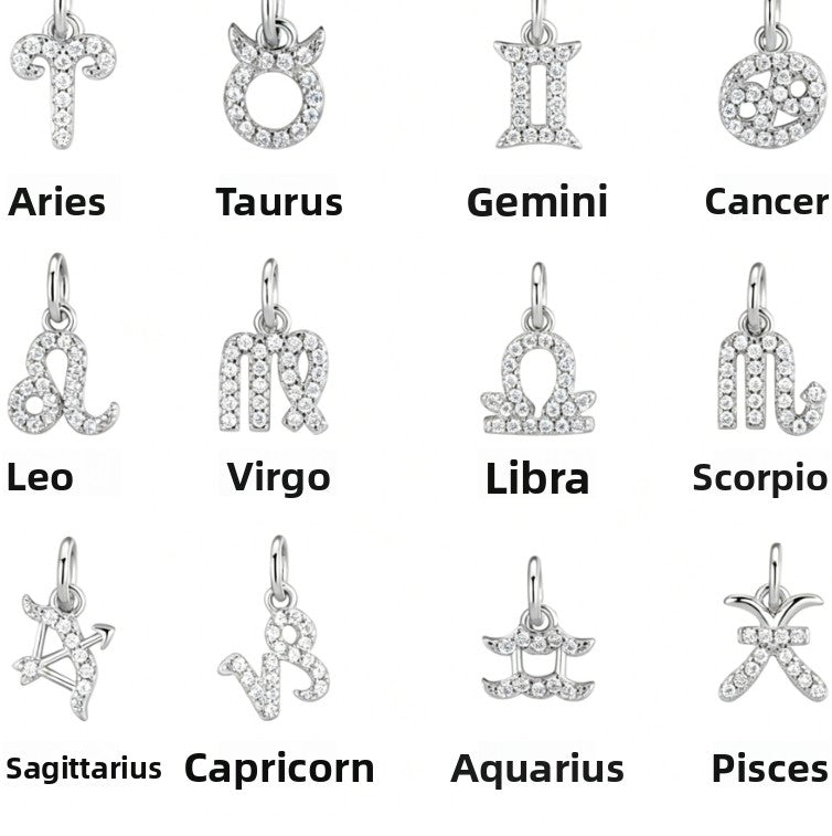 Twelve zodiac constellation diamond-studded simple pendant