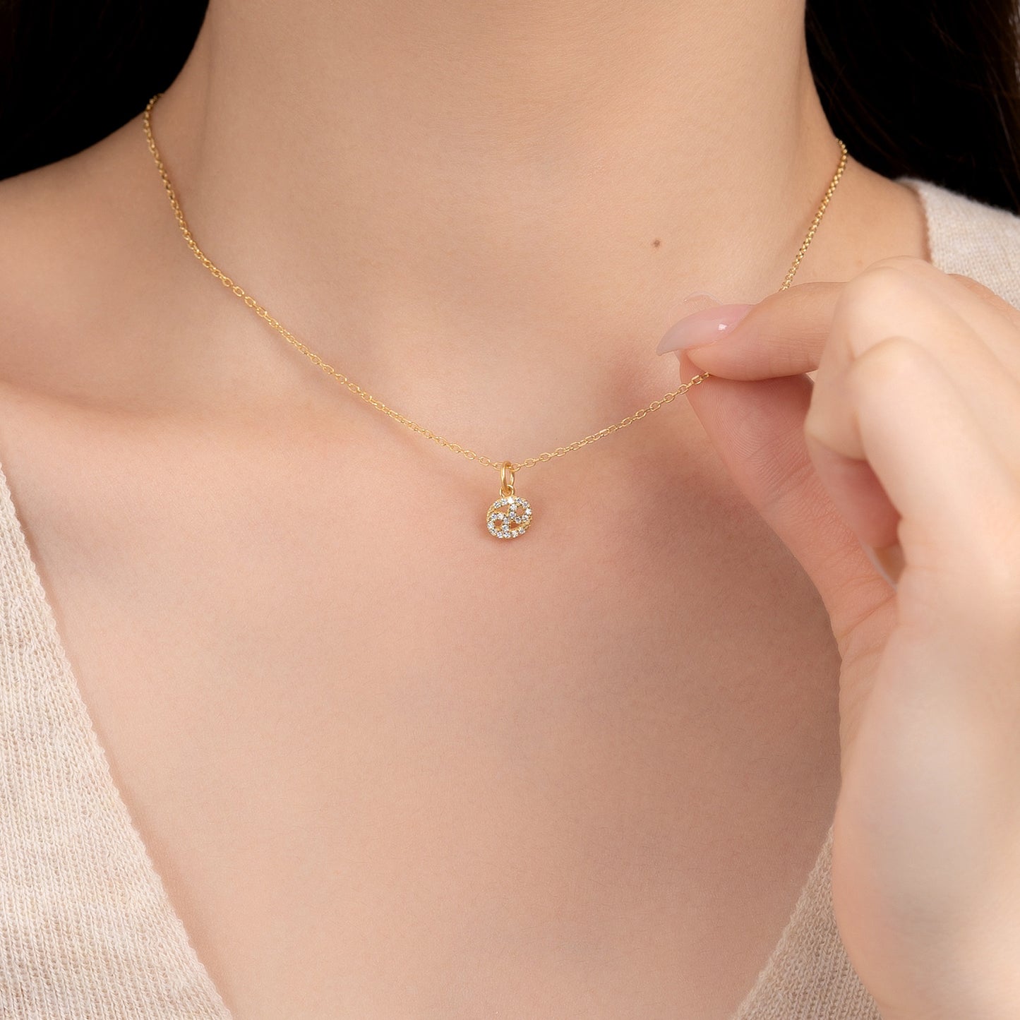 Twelve zodiac constellation diamond-studded simple pendant