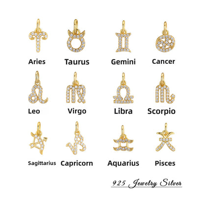 Twelve zodiac constellation diamond-studded simple pendant