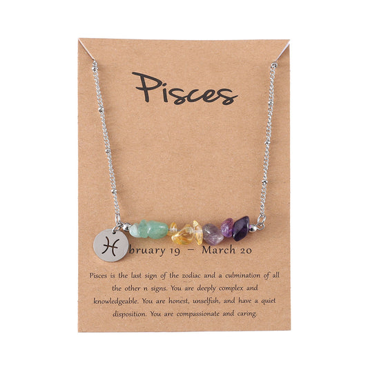 Twelve zodiac stone combination necklace