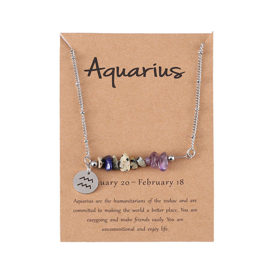 Twelve zodiac stone combination necklace