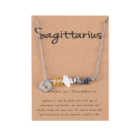 Twelve zodiac stone combination necklace