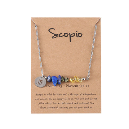 Twelve zodiac stone combination necklace