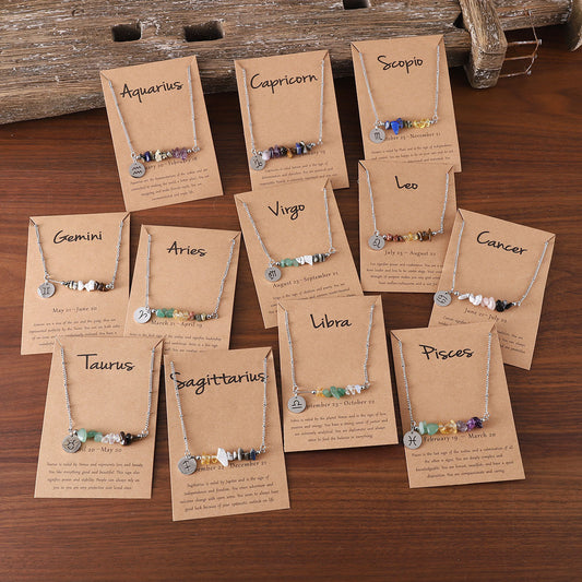 Twelve zodiac stone combination necklace
