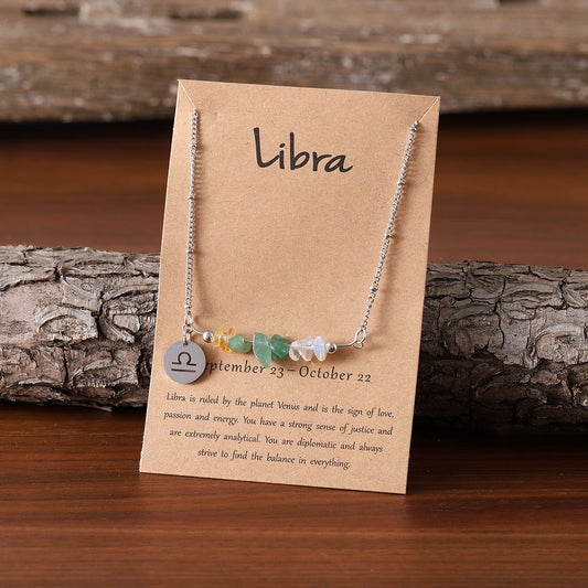 Twelve zodiac stone combination necklace