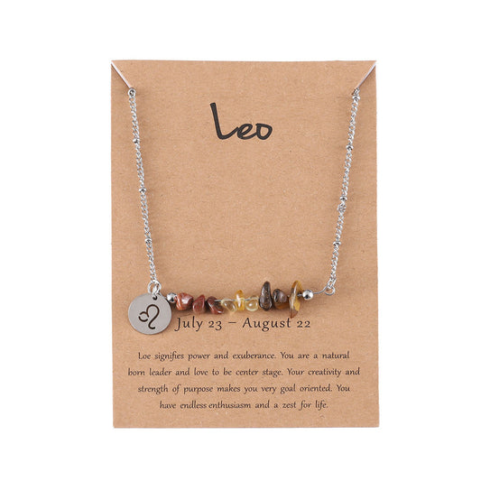 Twelve zodiac stone combination necklace