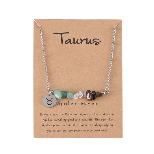 Twelve zodiac stone combination necklace