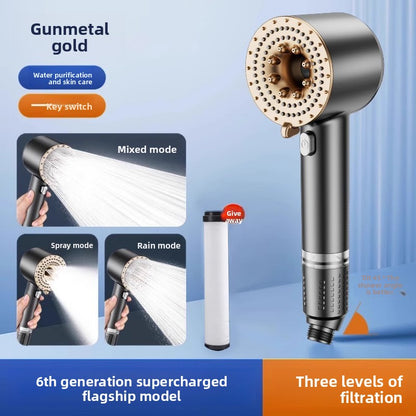 Twin Turbo Pressure Boosting Shower Head with Filter