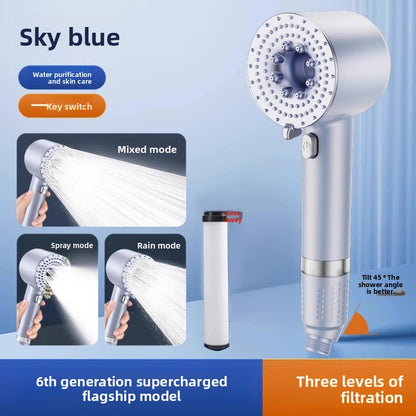Twin Turbo Pressure Boosting Shower Head with Filter