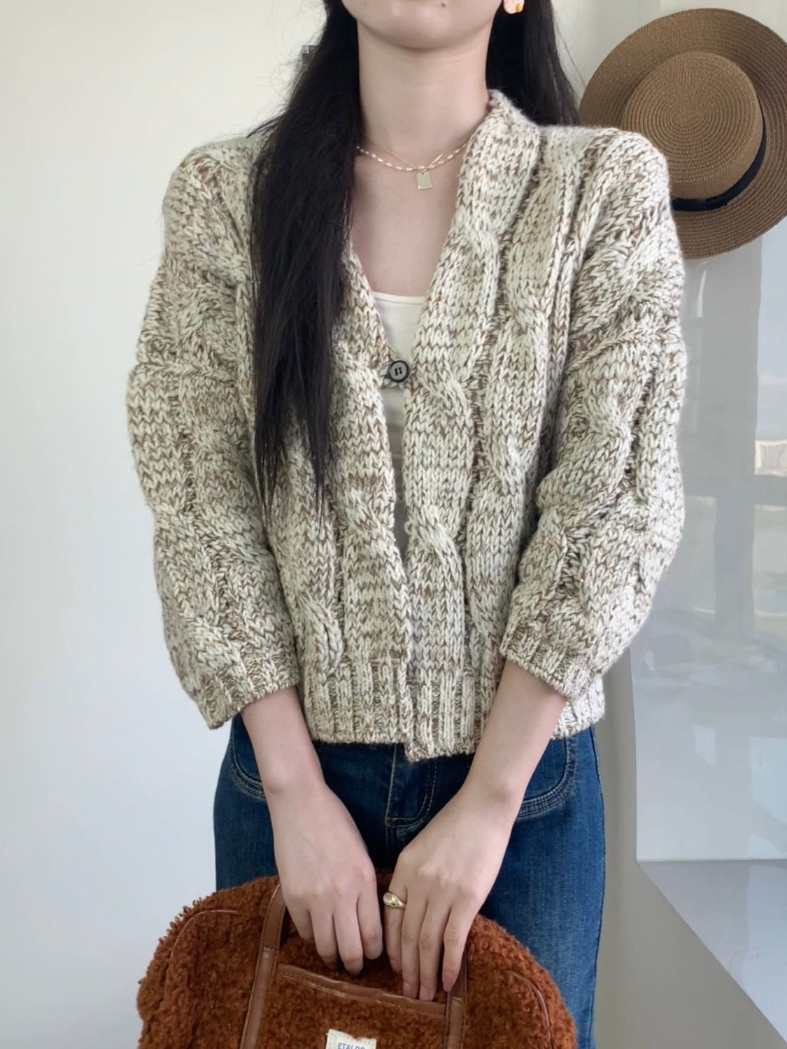 Twist Knitted Cardigan for Women