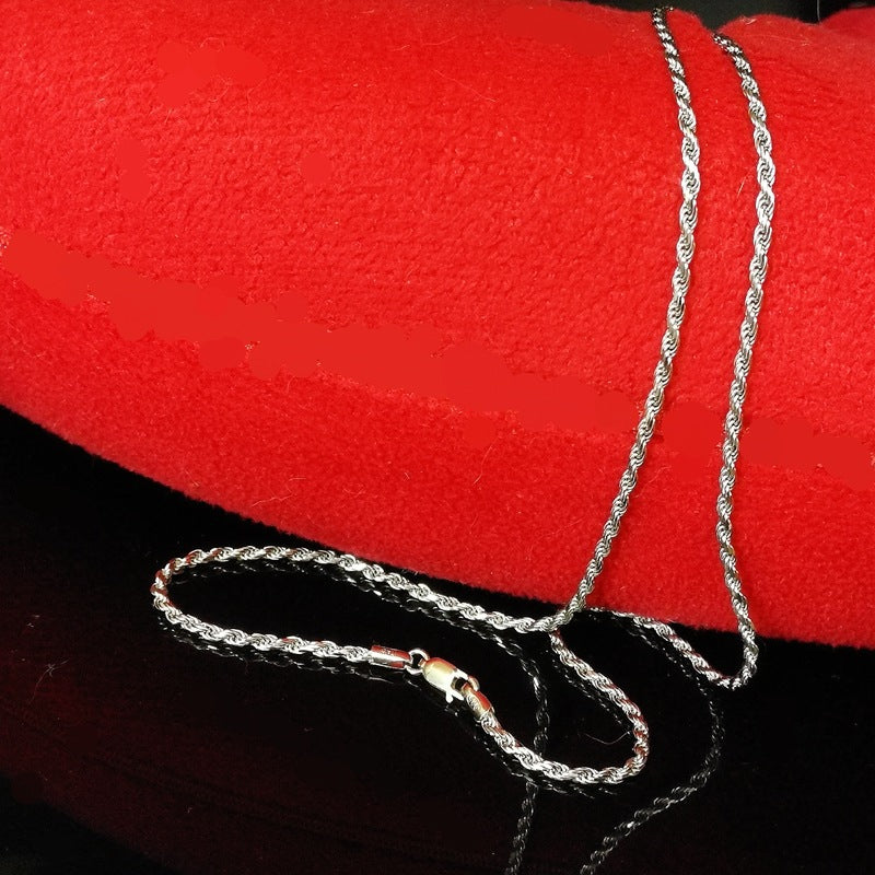 Twist Rope Chain 925 Silver Necklace for Men and Women