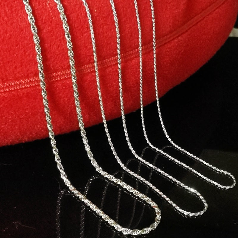 Twist Rope Chain 925 Silver Necklace for Men and Women