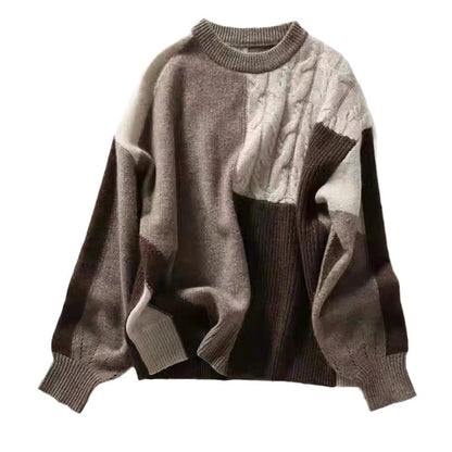 Twisted color-block knitted sweater