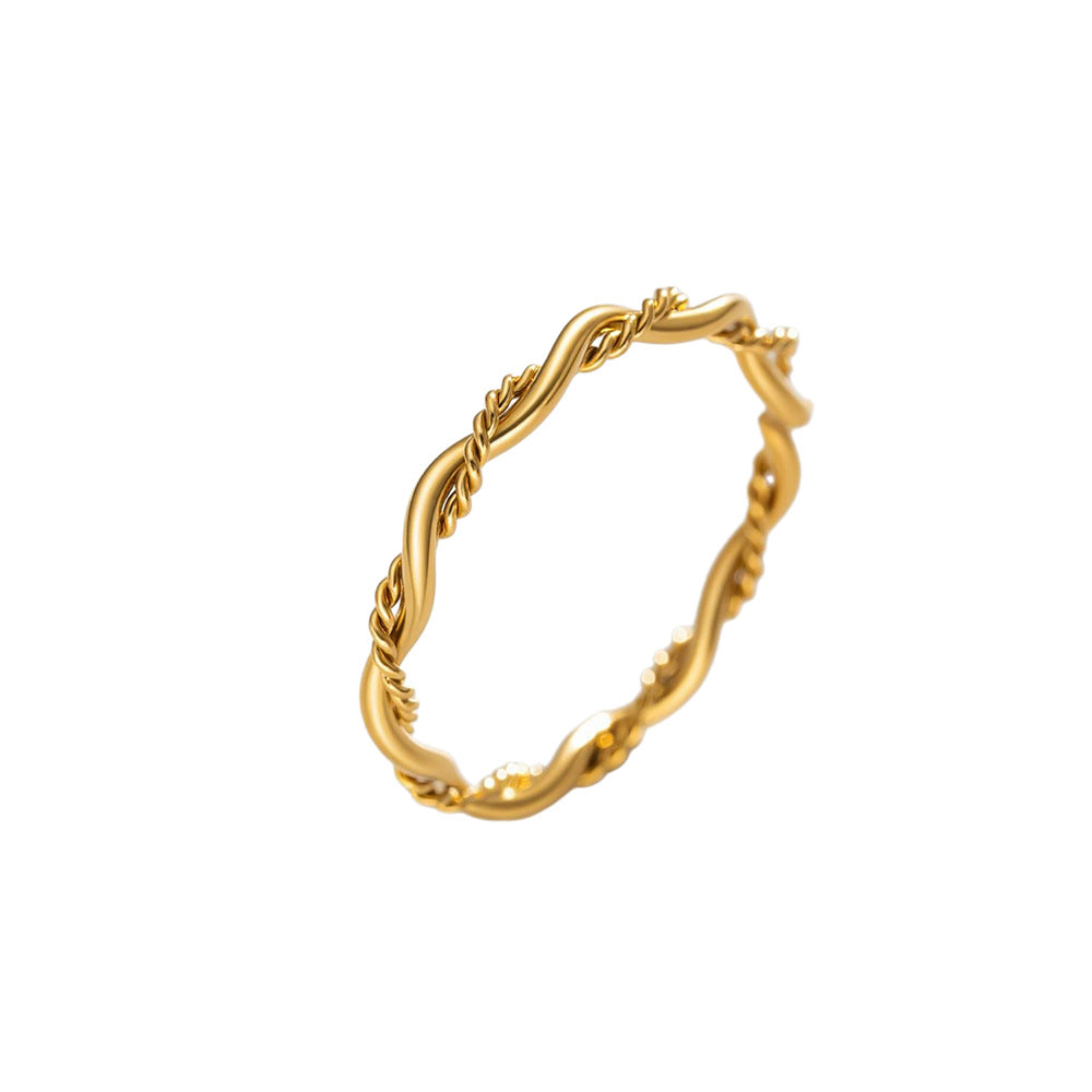 Twisted Double Titanium Steel Ring for Women