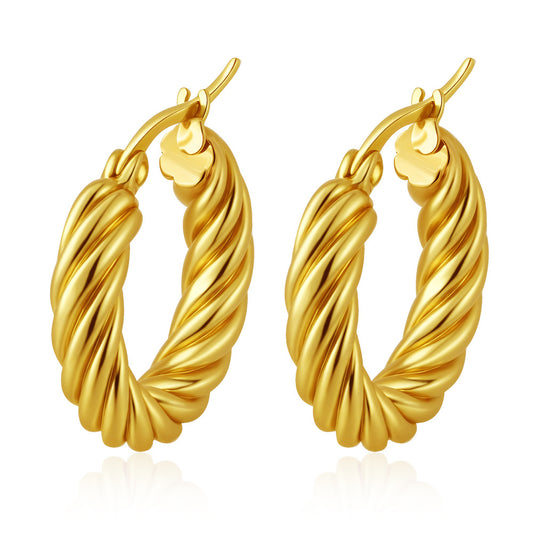 Twisted Geometric Stainless Steel Earrings 18K Gold Plated
