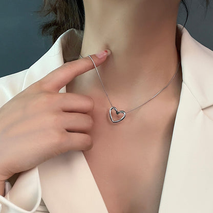 Twisted Heart Titanium Steel Necklace with Snake Chain