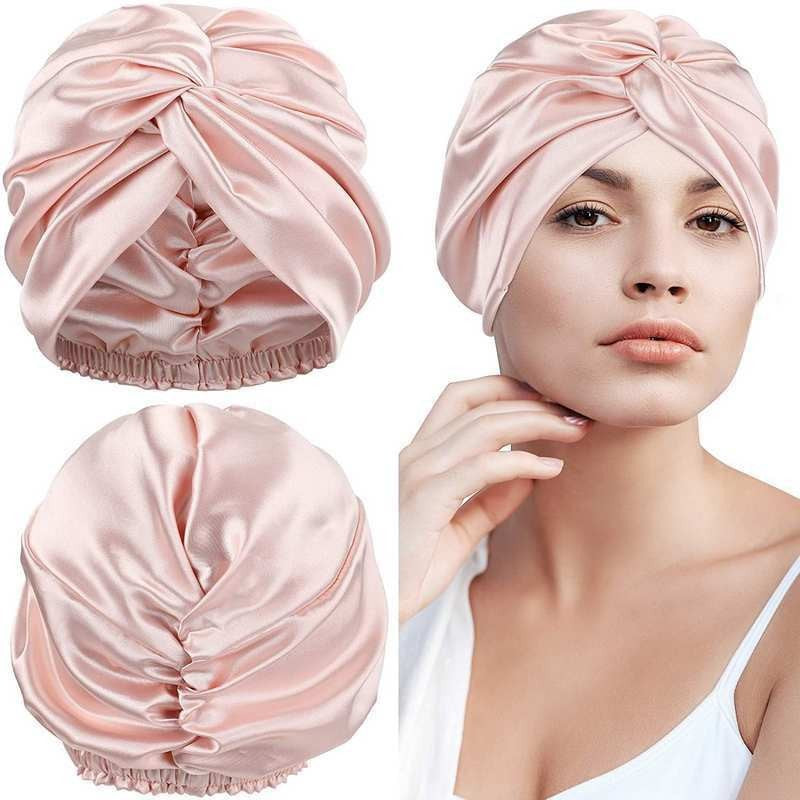 Twisted Silk-like Nightcap with 3D Pleated Design