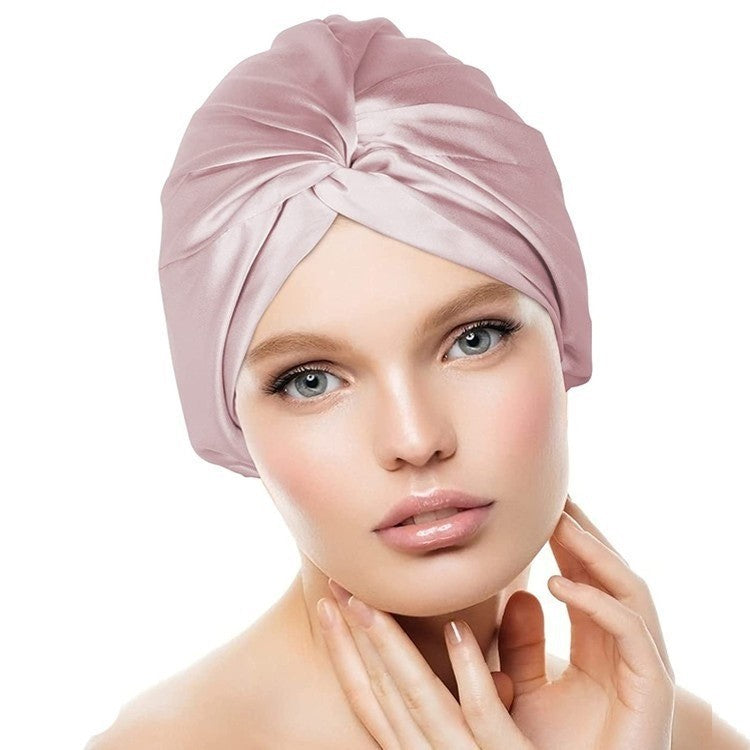 Twisted Silk-like Nightcap with 3D Pleated Design