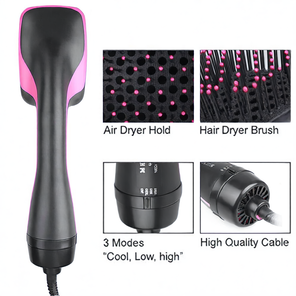 Two-in-One Hot Air Styling Comb for Straight and Curly Hair