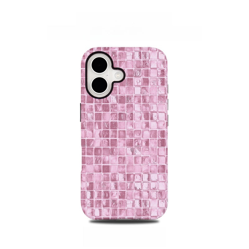 Two-in-One Pink Plaid Phone Case