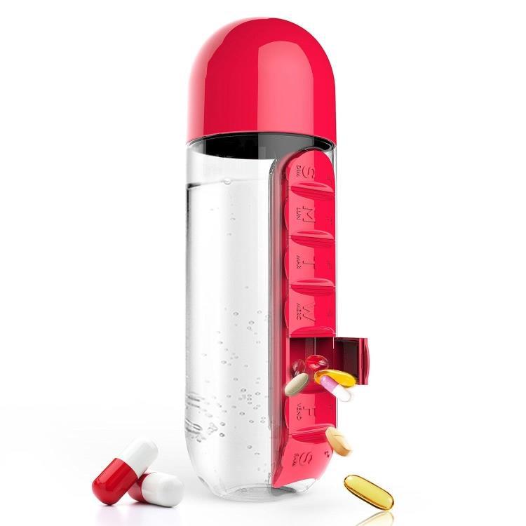 Two-In-One Water Cup with 7 Compartment Pill Organizer
