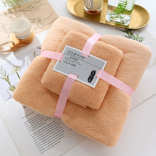 Two-Piece Coral Fleece Towel and Bath Towel Set