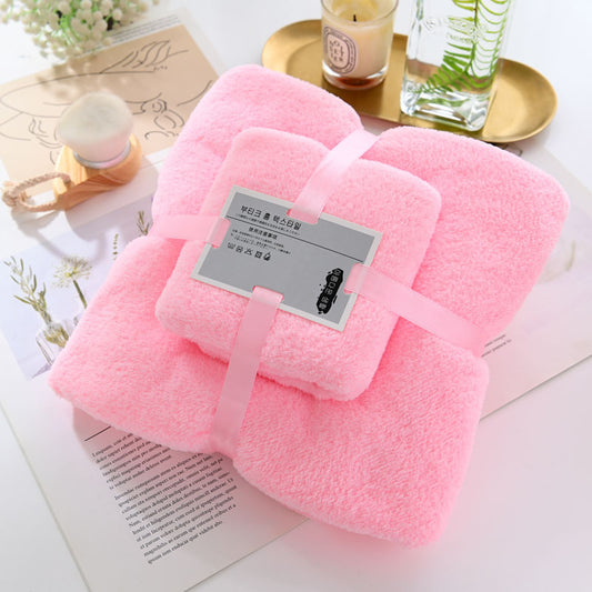 Two-Piece Coral Fleece Towel and Bath Towel Set