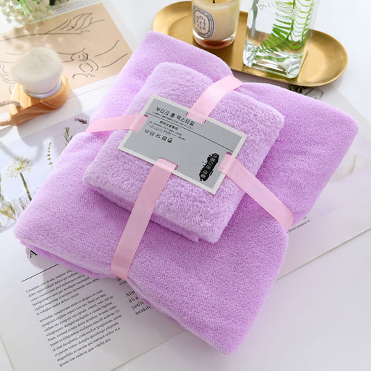 Two-Piece Coral Fleece Towel and Bath Towel Set