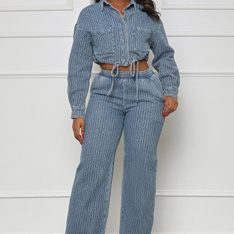 Two-piece denim women's wear set