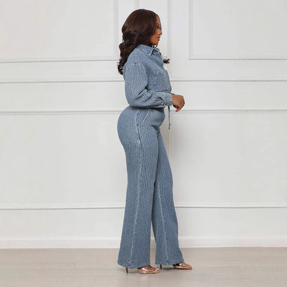 Two-piece denim women's wear set