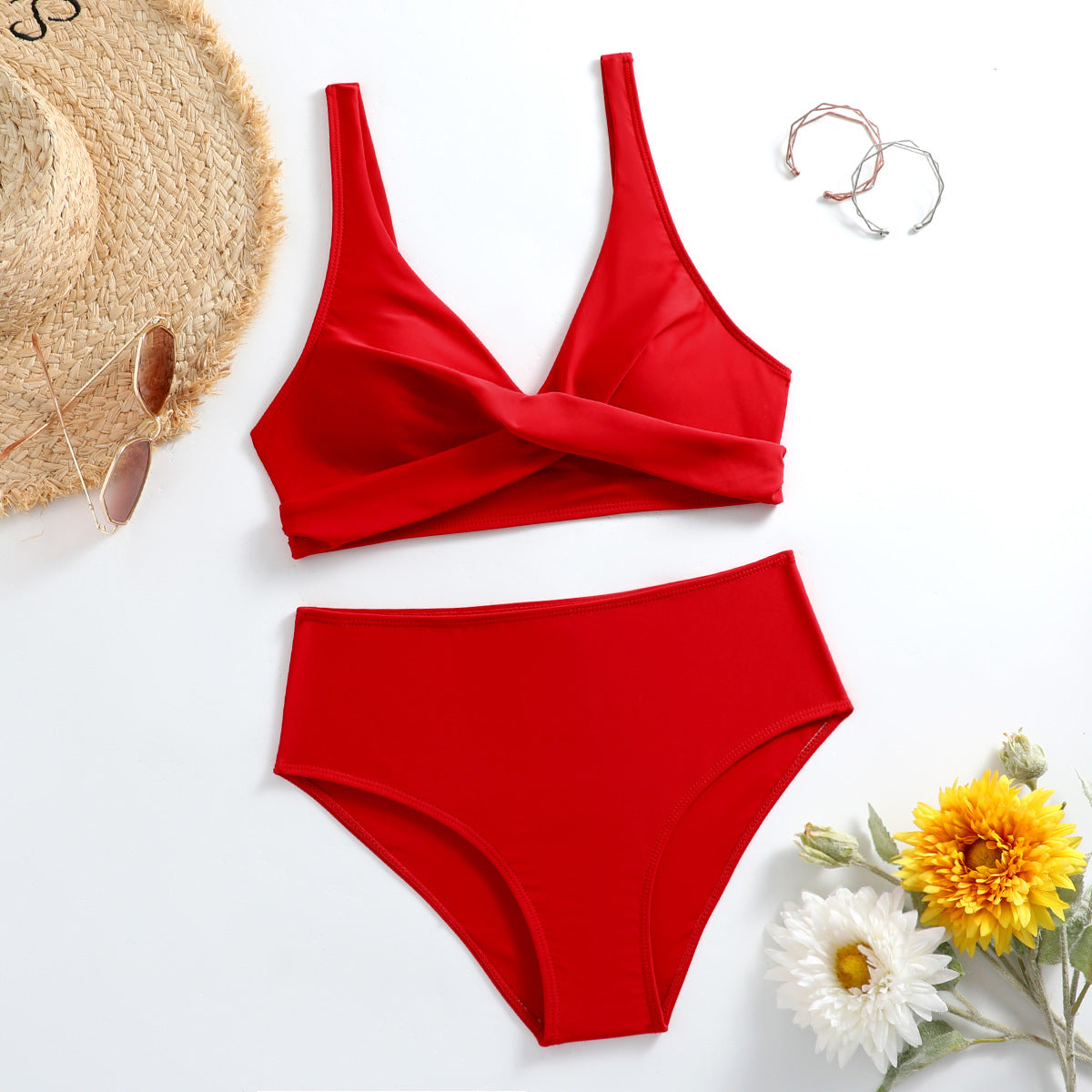 Two-Piece High-Waist Bikini Swimwear