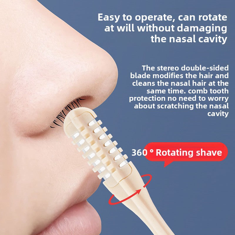 Two-piece set of nasal hair trimmer and shaving scissors