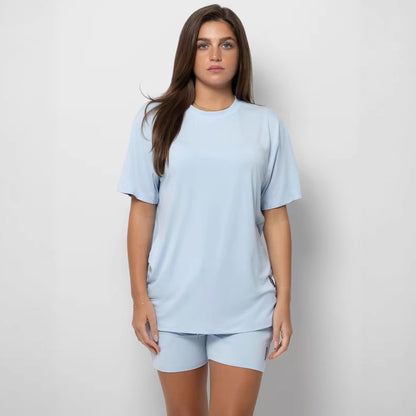Two-piece short-sleeved home dress for ladies ‌