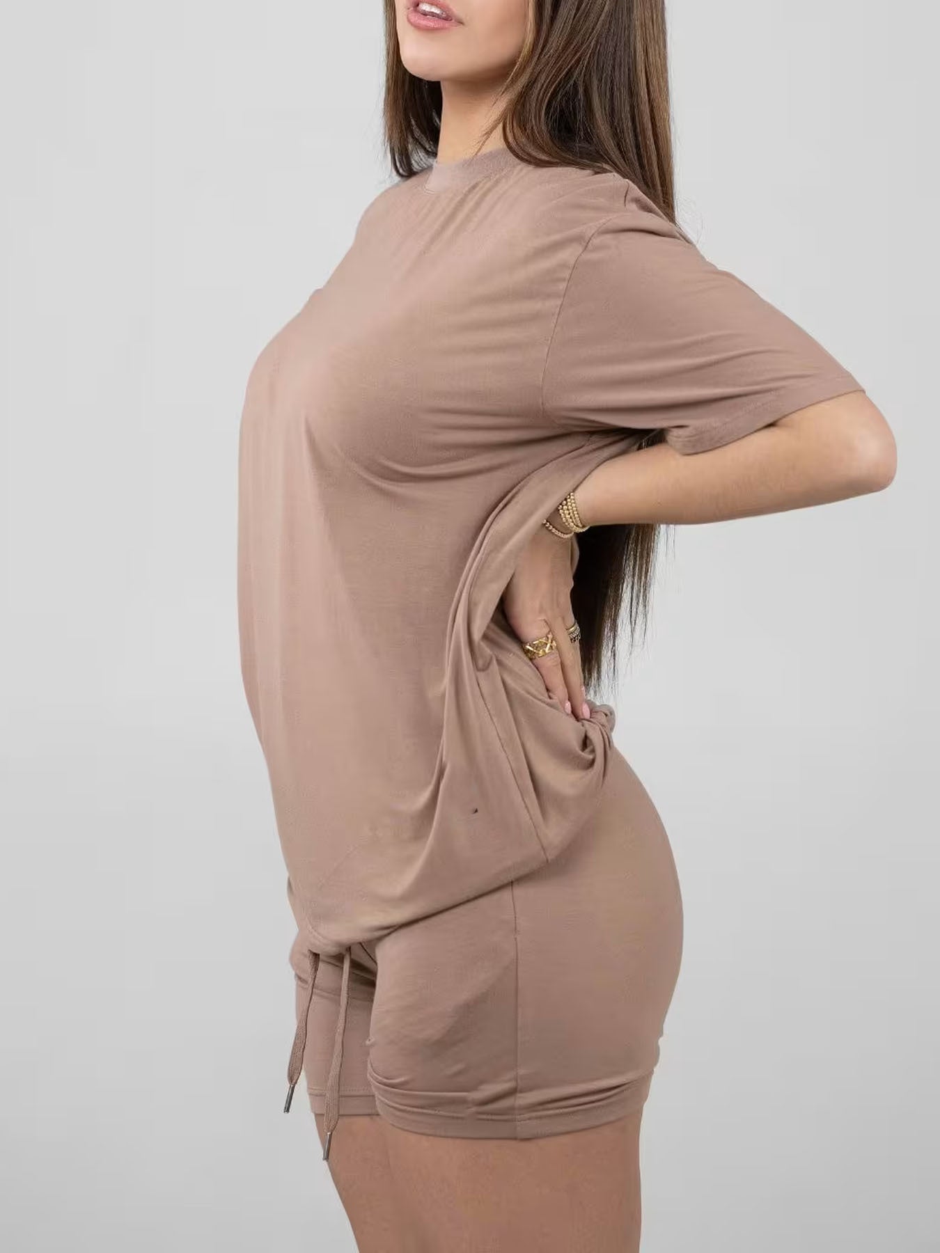 Two-piece short-sleeved home dress for ladies ‌