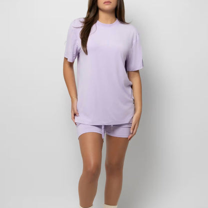 Two-piece short-sleeved home dress for ladies ‌