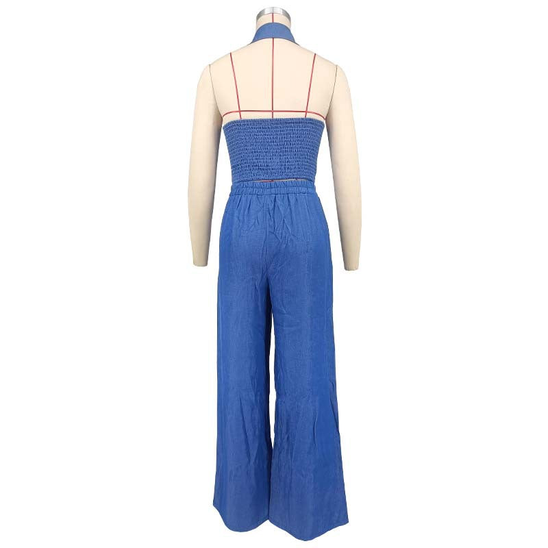 Two-piece women's wide-leg pants set
