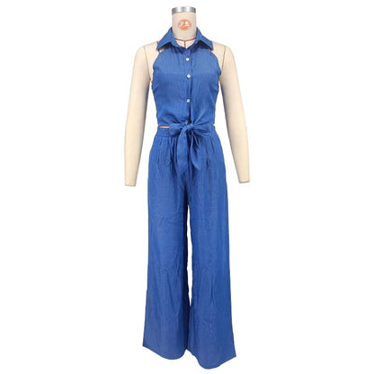 Two-piece women's wide-leg pants set