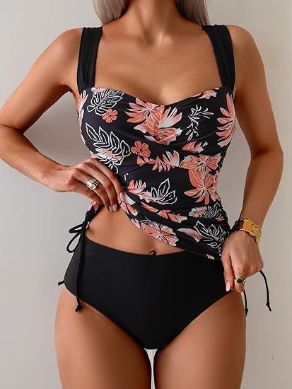 Two-Piece Women Swimwear Printed Strap Adjustable Swimsuits