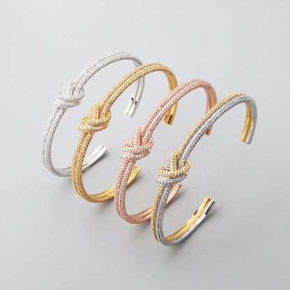 Two-Tone Electroplated Zircon Knot Bracelet
