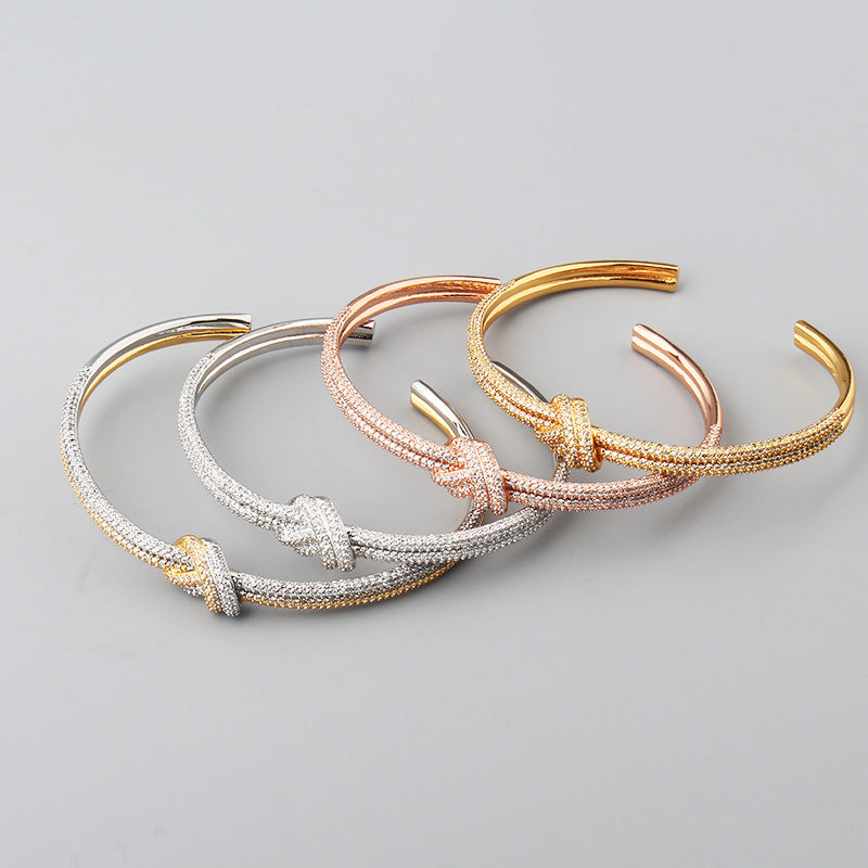 Two-Tone Electroplated Zircon Knot Bracelet