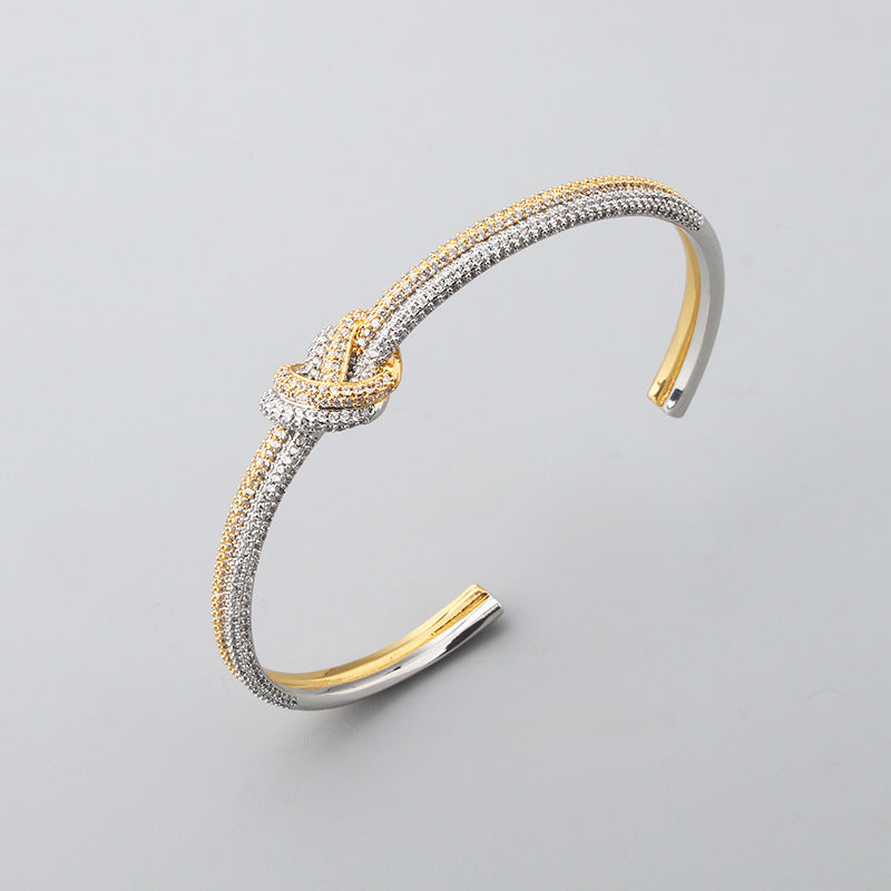 Two-Tone Electroplated Zircon Knot Bracelet