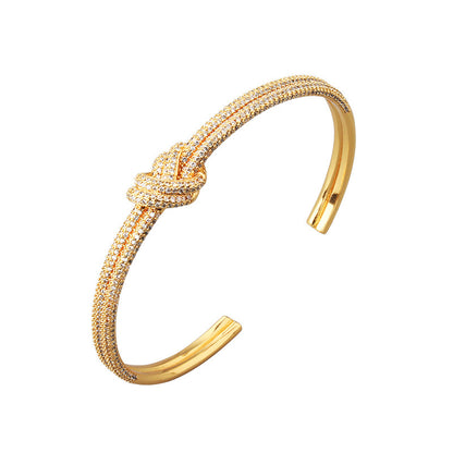 Two-Tone Electroplated Zircon Knot Bracelet
