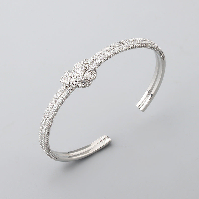 Two-Tone Electroplated Zircon Knot Bracelet