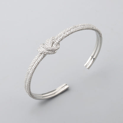 Two-Tone Electroplated Zircon Knot Bracelet