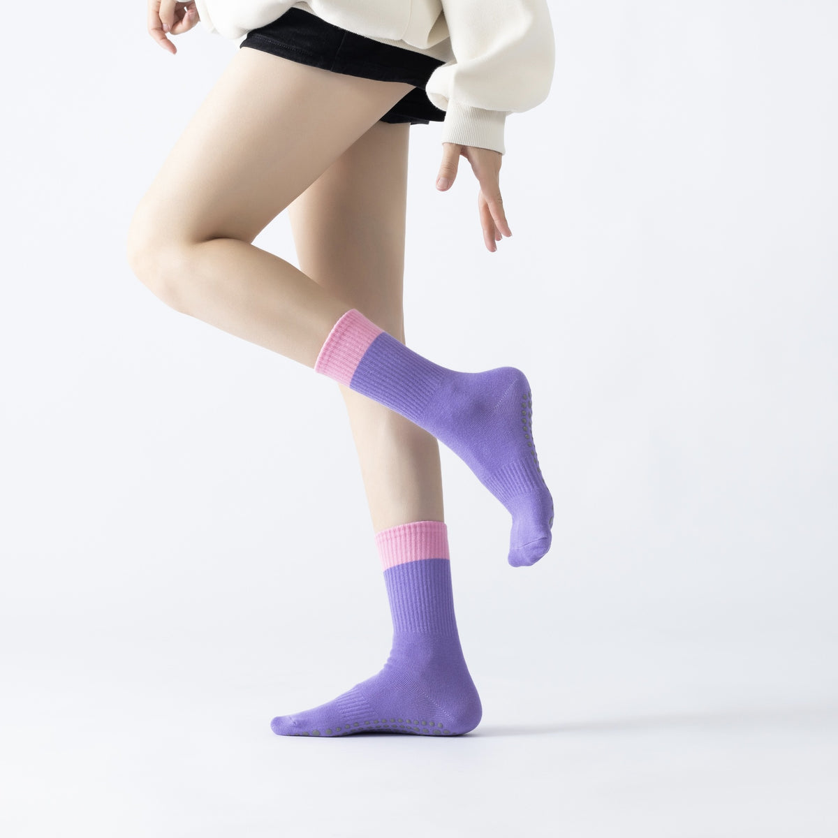 Two-Tone Stitching Yoga Socks Non-Slip Breathable