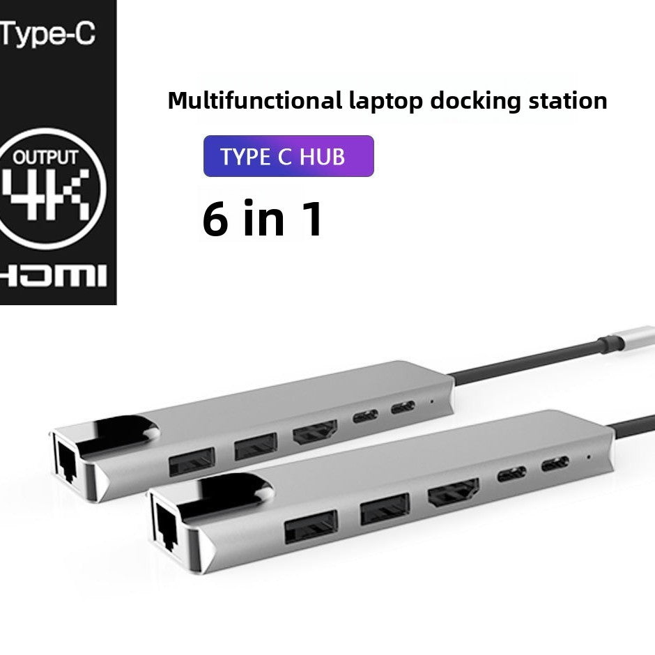 Type-C 6-in-1 USB 3.0 Hub with 4K HDMI Ethernet PD Charging