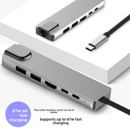 Type-C 6-in-1 USB 3.0 Hub with 4K HDMI Ethernet PD Charging