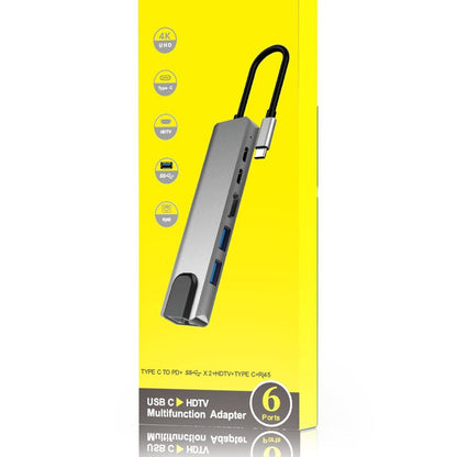 Type-C 6-in-1 USB 3.0 Hub with 4K HDMI Ethernet PD Charging