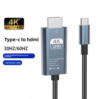 Type-C to HDMI Cable 4K HD Screen Mirroring Adapter